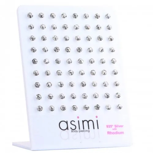 Ασημένιο επιροδιωμένο σκουλαρίκι με πέτρα 4mm