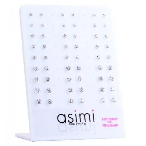 Ασημένιο επιροδιωμένο σκουλαρίκι με ζιργκόν 2.5-3-4mm