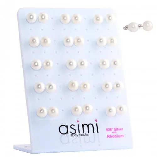 Ασημένιο επιροδιωμένο σκουλαρίκι πέρλα 8mm