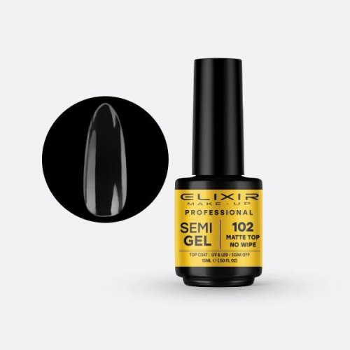 Elixir Make Up Semigel Matte Top No Wipe 102 Soak Off 15ml