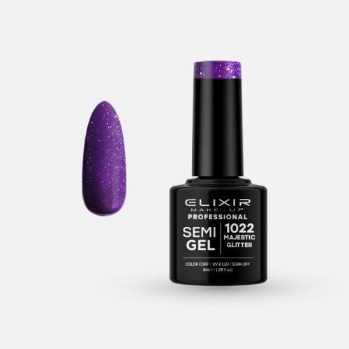 Elixir Make Up Semigel Color Coat Soak Off 1022 Majestic Glitter 8ml