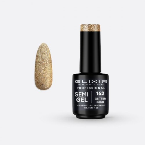 Elixir Make Up Semigel Color Coat Soak Off 162 Glitter Gold 15ml