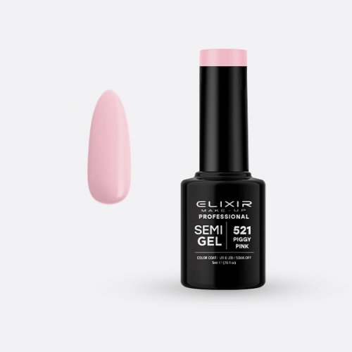 Elixir Make Up Semigel Color Coat Soak Off 521 Piggy Pink 5ml