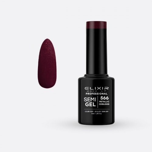 Elixir Make Up Semigel Color Coat Soak Off 566 Metallic Oxblood 5ml