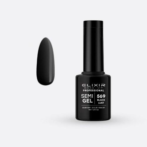Elixir Make Up Semigel Color Coat Soak Off 569 Black Lust 5ml