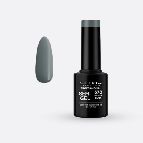 Elixir Make Up Semigel Color Coat Soak Off 570 Vintage Silver 5ml