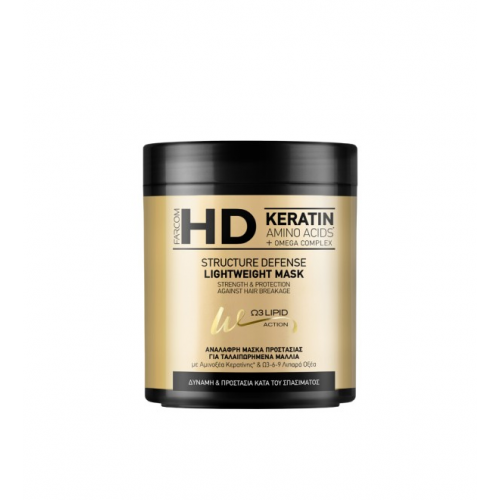 Farcom HD Keratin Structure Defense Ανάλαφρη Μάσκα Προστασίας για Ταλαιπωρημένα Μαλλιά 1000ml