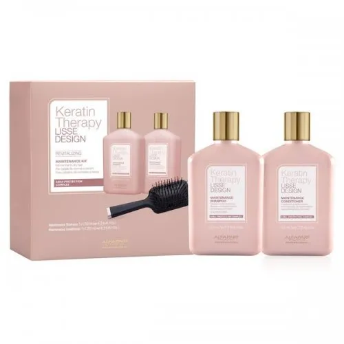 Alfaparf Milano Lisse Design Keratin Therapy Revitalizing Maintenance Kit ( Shampoo 250ml - Conditioner 250ml - Hair Brush )