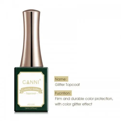Canni Top Coat No Wipe Colorful Glitter 16ml
