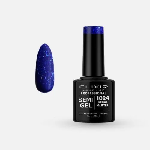 Elixir Make Up Semigel Color Coat Soak Off 1024 Regal Glitter 8ml