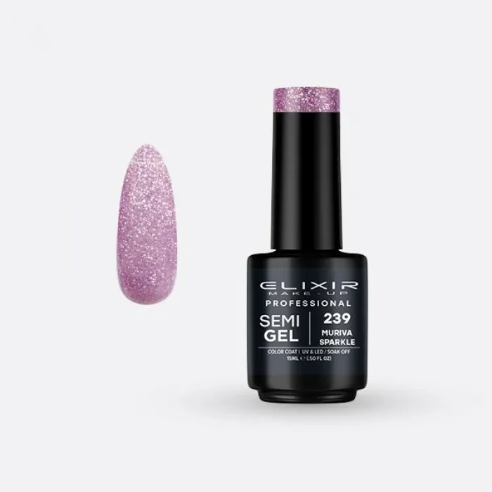 Elixir Make Up Semigel Color Coat Soak Off 239 Muriva Sparkle 15ml