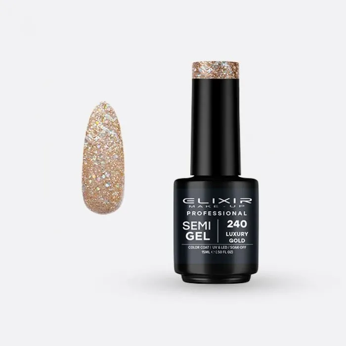 Elixir Make Up Semigel Color Coat Soak Off 240 Luxury Gold 15ml