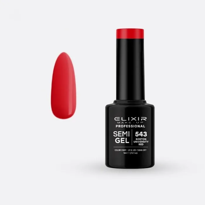 Elixir Make Up Semigel Color Coat Soak Off 543 Boston University Red 5ml