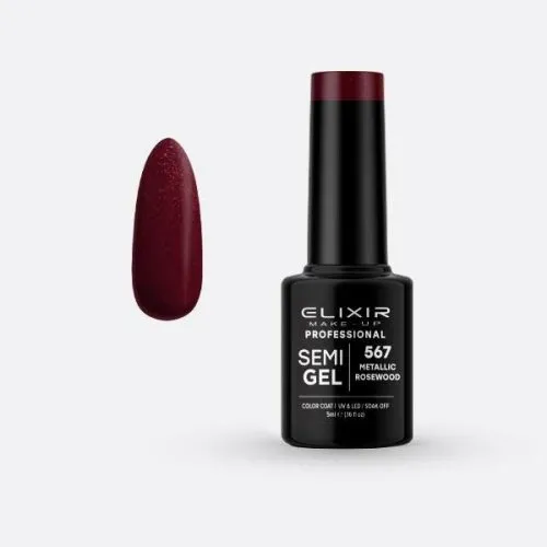 Elixir Make Up Semigel Color Coat Soak Off 567 Metallic Rosewood 5ml