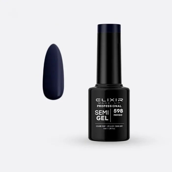 Elixir Make Up Semigel Color Coat Soak Off 598 Indigo 5ml