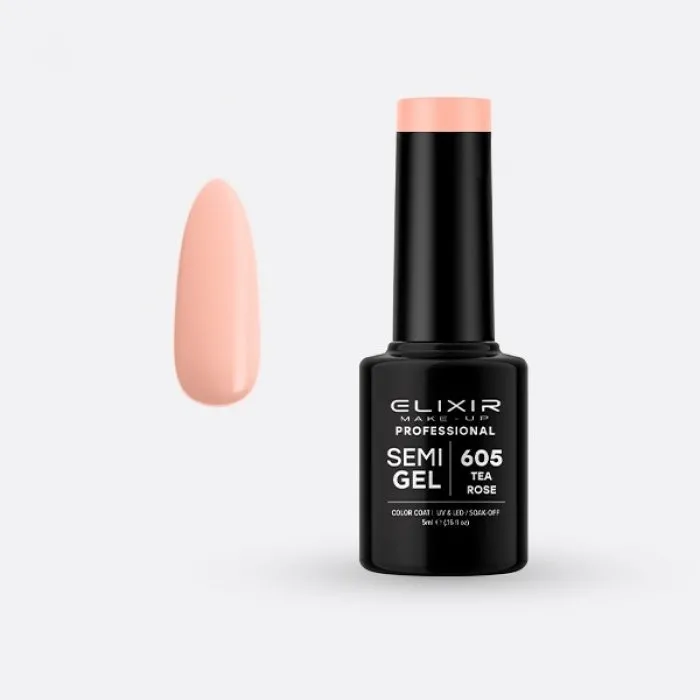 Elixir Make Up Semigel Color Coat Soak Off 605 Tea Rose 5ml