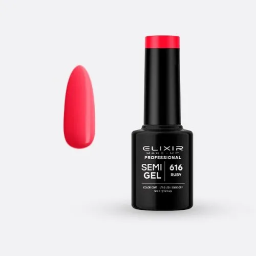 Elixir Make Up Semigel Color Coat Soak Off 616 Ruby 5ml