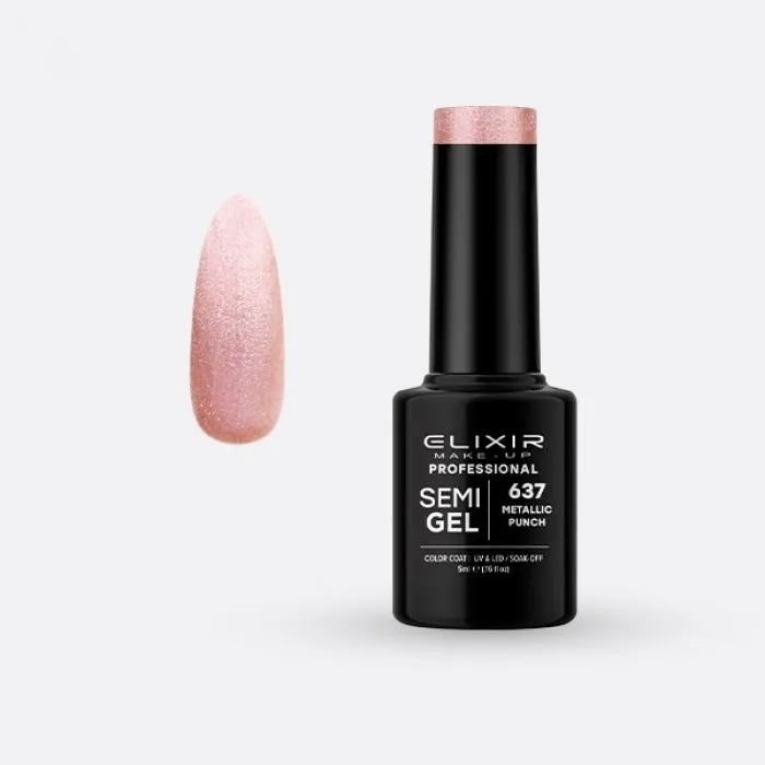 Elixir Make Up Semigel Color Coat Soak Off 637 Metallic Punch 5ml