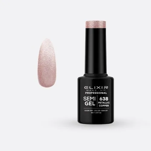 Elixir Make Up Semigel Color Coat Soak Off 638 Metallic Copper 5ml