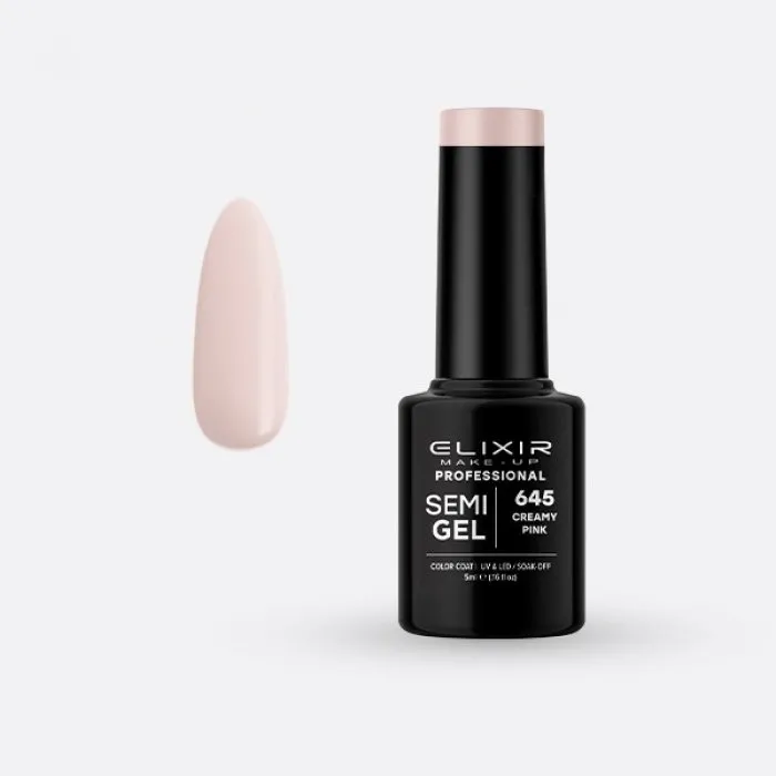Elixir Make Up Semigel Color Coat Soak Off 645 Creamy Pink  5ml
