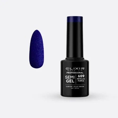 Elixir Make Up Semigel Color Coat Soak Off 659 Metallic Purple 5ml