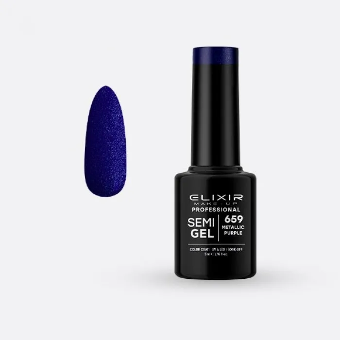 Elixir Make Up Semigel Color Coat Soak Off 659 Metallic Purple 5ml