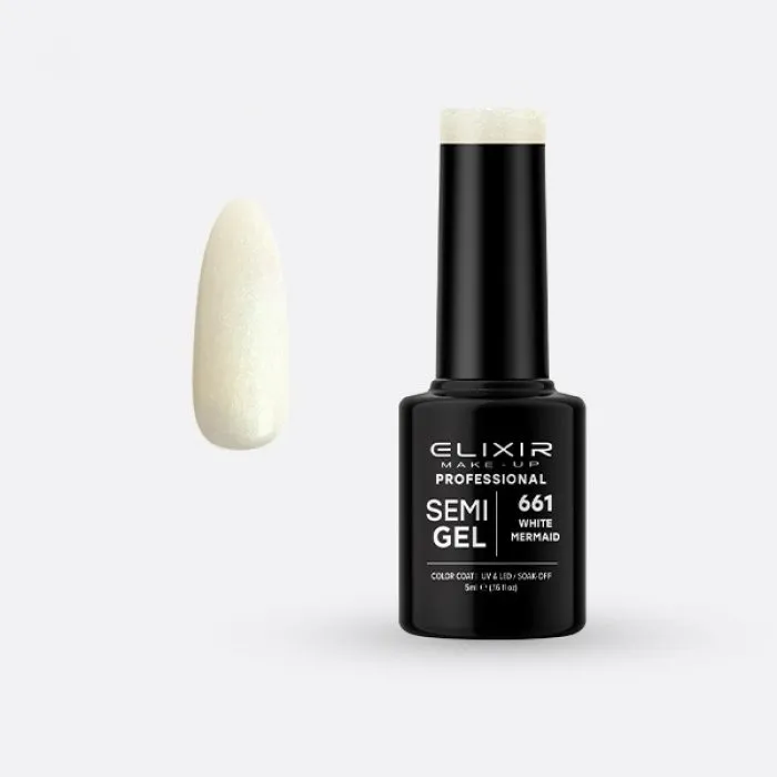 Elixir Make Up Semigel Color Coat Soak Off 661 White Mermaid 5ml