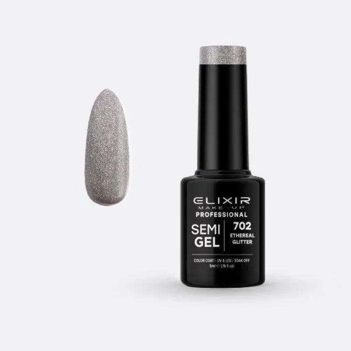 Elixir Make Up Semigel Color Coat Soak Off 702 Ethereal Glitter 5ml