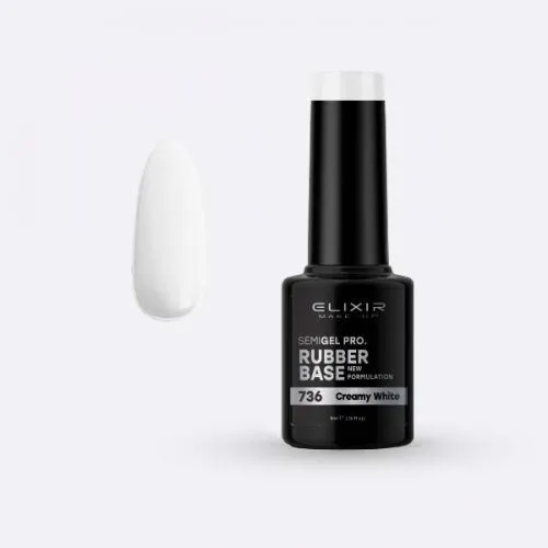 Elixir Make Up Semigel Color Coat Soak Off Rubber Base 736 Creamy White 5ml