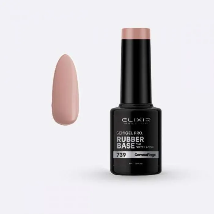 Elixir Make Up Semigel Color Coat Soak Off Rubber Base 739 Camouflage 5ml