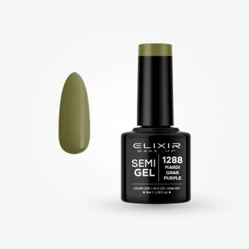 Elixir Make Up Semigel Color Coat Soak Off 1288 Mardi Grass Purple 8ml