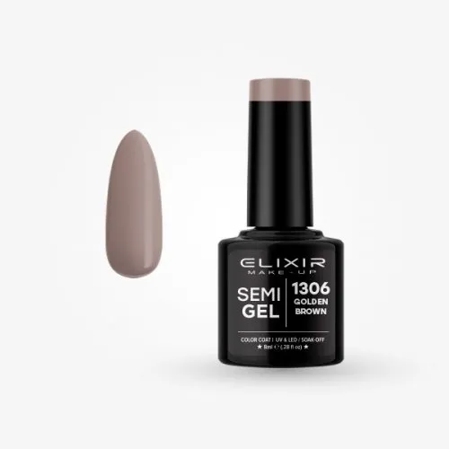 Elixir Make Up Semigel Color Coat Soak Off 1306 Golden Brown 8ml