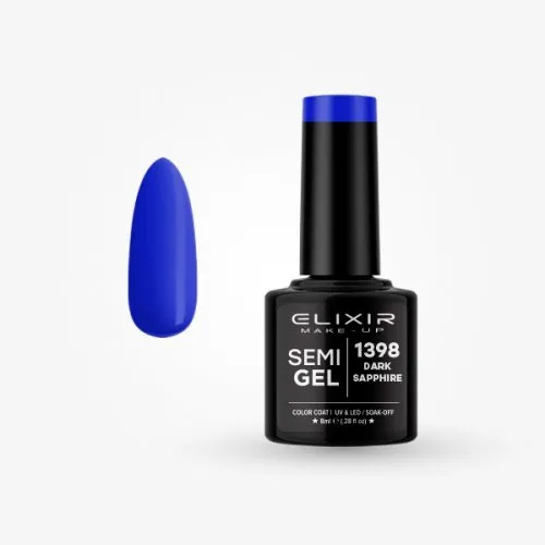 Elixir Make Up Semigel Color Coat Soak Off 1398 Dark Sapphire 8ml