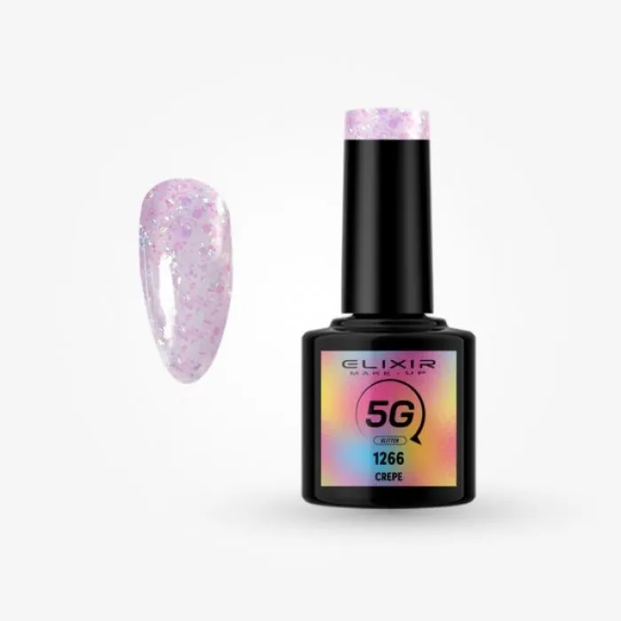 Elixir 5G Glitter Semi Gel Ημιμόνιμο Bερνίκι - 1266 Crepe 8ml