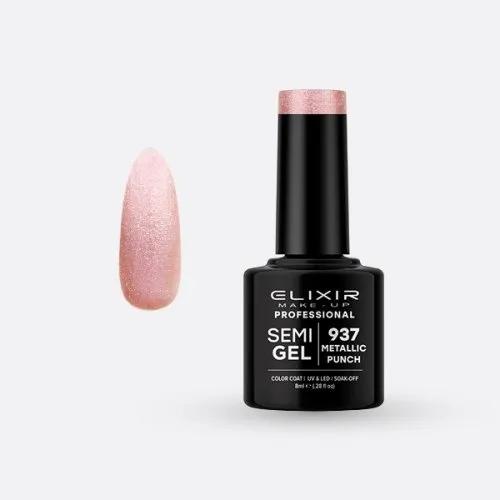 Elixir Make Up Semigel Color Coat Soak Off 937 Metallic Punch 8ml