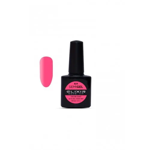 Elixir Make Up Semigel Color Coat Soak Off 824 Fluorescent Pink 8ml