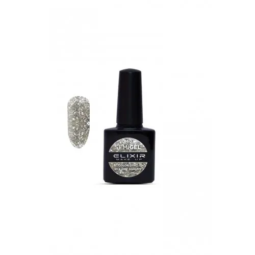 Elixir Make Up Semigel Color Coat Soak Off 860 80's Shiny Silver 8ml