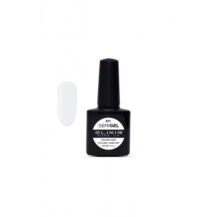 Elixir Make Up Semigel Color Coat Soak Off 871 Milky White 8ml