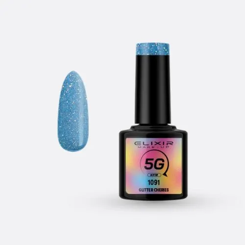 Elixir Make Up Semigel Color Coat Soak Off 1091 GLITTER CHERIES 8ml