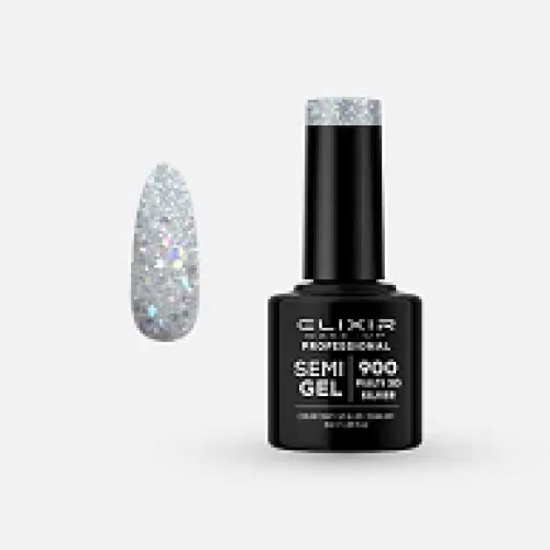 Elixir Make Up Semigel Color Coat Soak Off 900 - Multi 3D Silver 8ml