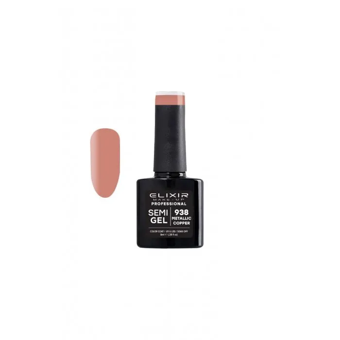 Elixir Make Up Semigel Color Coat Soak Off 938 Metallic Copper 8ml