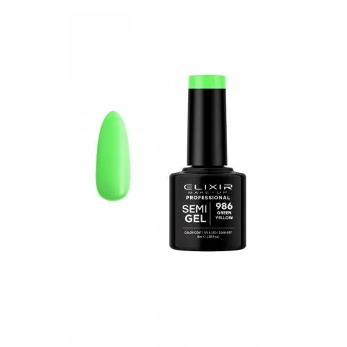 Elixir Make Up Semigel Color Coat Soak Off 986 Green Yellow 8ml