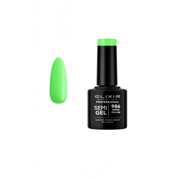 Elixir Make Up Semigel Color Coat Soak Off 986 Green Yellow 8ml