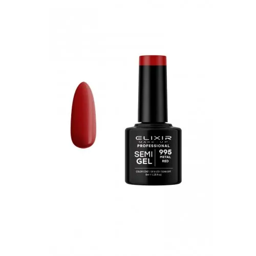 Elixir Make Up Semigel Color Coat Soak Off 995 Metal Red 8ml