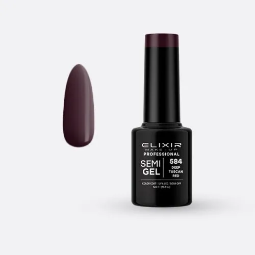Elixir Make Up Semigel Color Coat Soak Off 584 Deep Tuscan Red 5ml