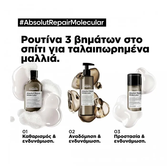 L'Oréal Professionnel Serie Expert Absolut Repair Molecular - Σαμπουάν Μοριακής Επανόρθωσης  Χωρίς Θειικά Άλατα Για Ταλαιπωρημένα Μαλλιά 500ml