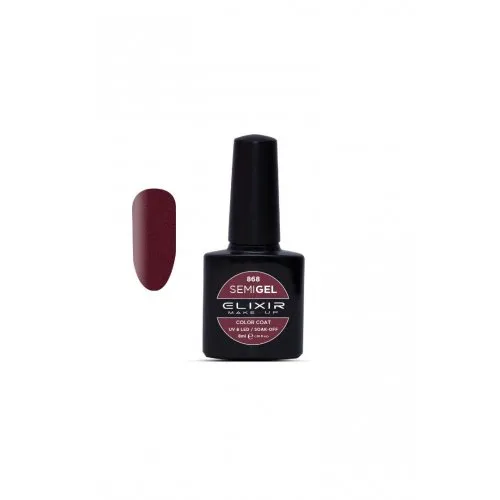 Elixir Make Up Semigel Color Coat Soak Off 868 Metallic Incarnadine 8ml