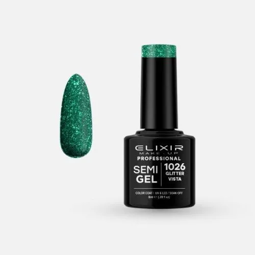 Elixir Make Up Semigel Color Coat Soak Off 1026 Glitter Vista 8ml