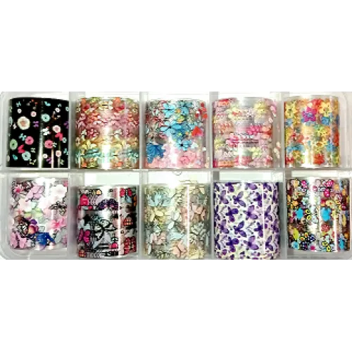 Foil Nail Art σε Κασετίνα 10 τεμαχίων no2