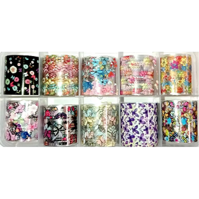 Foil Nail Art σε Κασετίνα 10 τεμαχίων no2